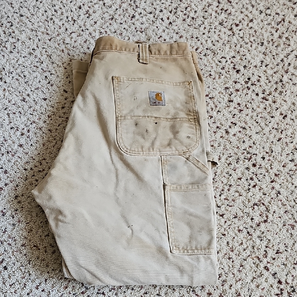 Carhartt Double Knee Khaki Utility Pants, Size 36 X 32.